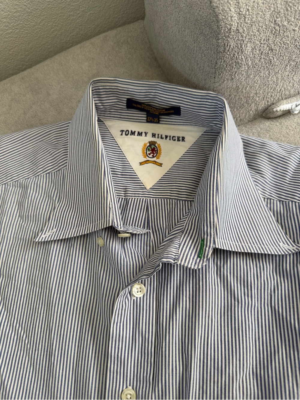 Tommy Hilfiger Men's Blue & White Pinstripe Button-Down Shirt